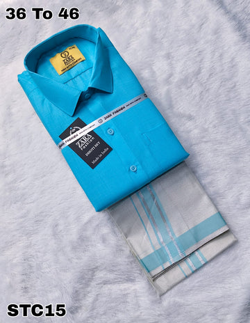 Luxurious Men's Dhoti Set (Cotton Shirt & Tissue Dhoti)