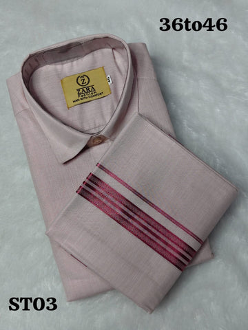 Men's Dhoti Set (Pastal Rose)