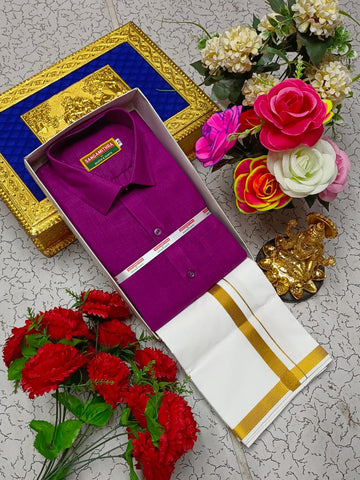 Cotton Dhoti Set (Deep Purple)