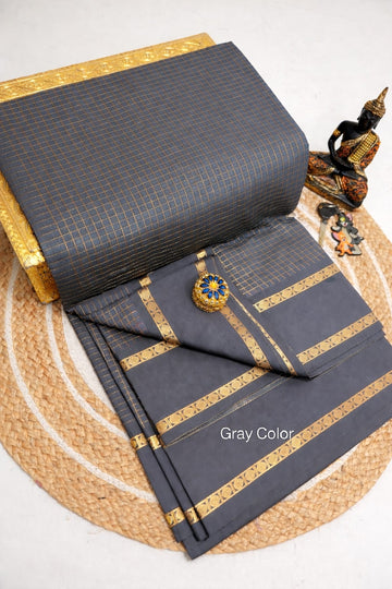 Arani Checked Cotton Premium (Gold Jari)