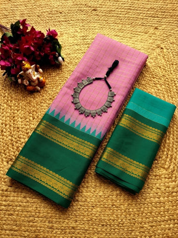 Korvai Checked Sarees (Silk Cotton)