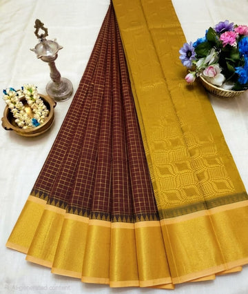 Korvai Checked Sarees (Silk Cotton)