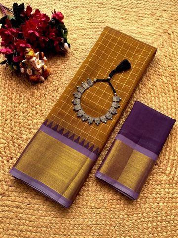 Korvai Checked Sarees (Silk Cotton)
