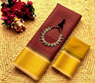 Korvai Checked Sarees (Silk Cotton)