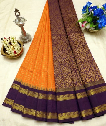 Korvai Checked Sarees (Silk Cotton)