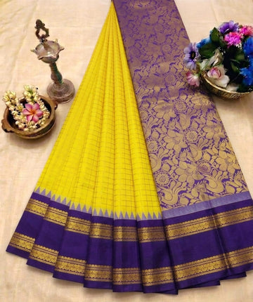 Korvai Checked Sarees (Silk Cotton)