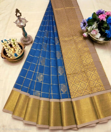 Korvai Checked Sarees (Silk Cotton)