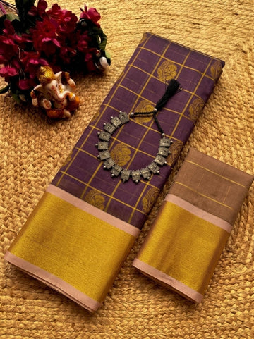 Korvai Checked Sarees (Silk Cotton)