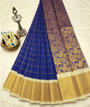 Korvai Checked Sarees (Silk Cotton)