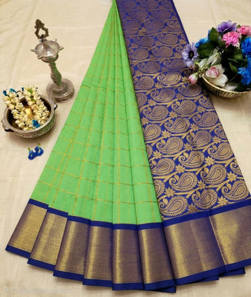 Korvai Checked Sarees (Silk Cotton)