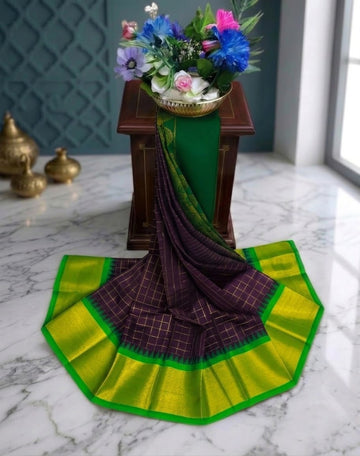 Korvai Checked Sarees (Silk Cotton)