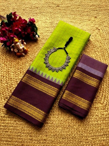 Korvai Checked Sarees (Silk Cotton)