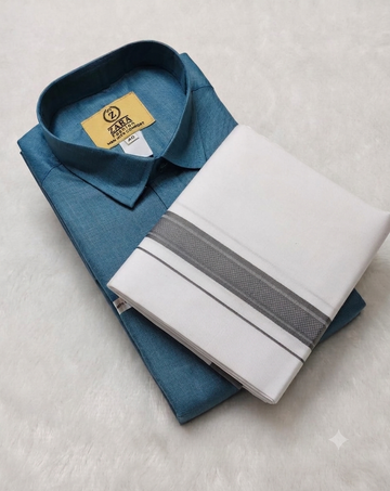 Cotton Dhoti Set (Deep Blue)