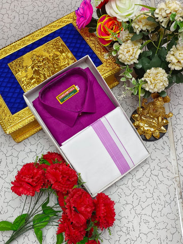 Cotton Veshti Set (Purple)