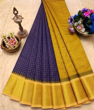 Korvai Checked Sarees (Silk Cotton)