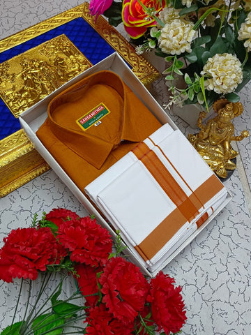 Cotton Dhoti Set (Mustard Yellow)