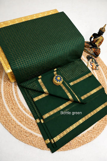 Arani Checked Cotton Premium (Gold Jari)
