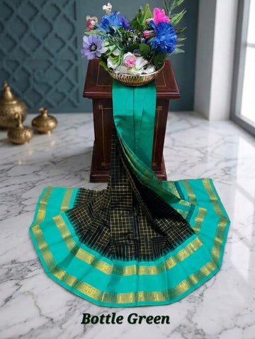 Korvai Checked Sarees (Silk Cotton)