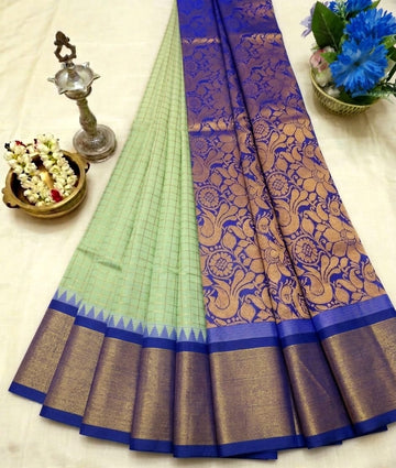 Korvai Checked Sarees (Silk Cotton)