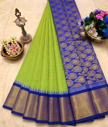 Korvai Checked Sarees (Silk Cotton)