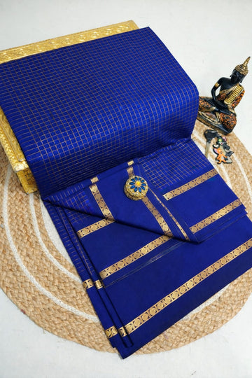 Arani Checked Cotton Premium (Gold Jari)