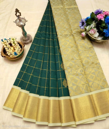 Korvai Checked Sarees (Silk Cotton)