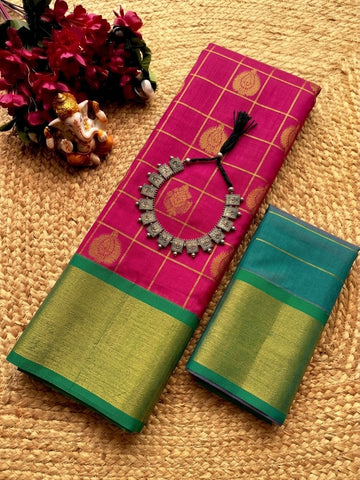 Korvai Checked Sarees (Silk Cotton)