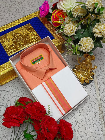 Cotton Dhoti Set (light Orange)