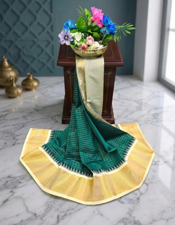 Korvai Checked Sarees (Silk Cotton)