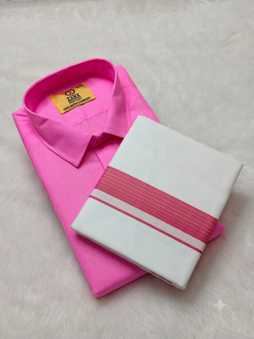 Cotton Dhoti Set (Rose Pink)