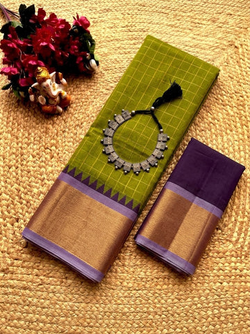 Korvai Checked Sarees (Silk Cotton)