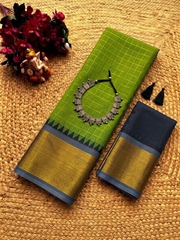 Korvai Checked Sarees (Silk Cotton)