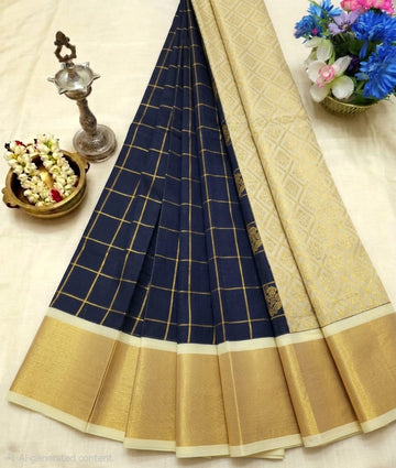 Korvai Checked Sarees (Silk Cotton)