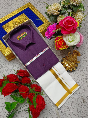 Cotton Dhoti Set (Grape Purple)