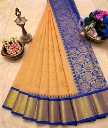 Korvai Checked Sarees (Silk Cotton)