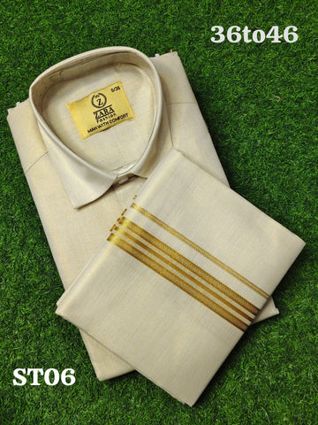 Men's Dhoti Set (Light Yellow)
