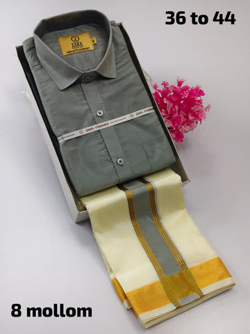 Men's Pattu Dhoti Set (3.6m) (Grey)