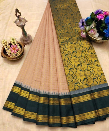 Korvai Checked Sarees (Silk Cotton)