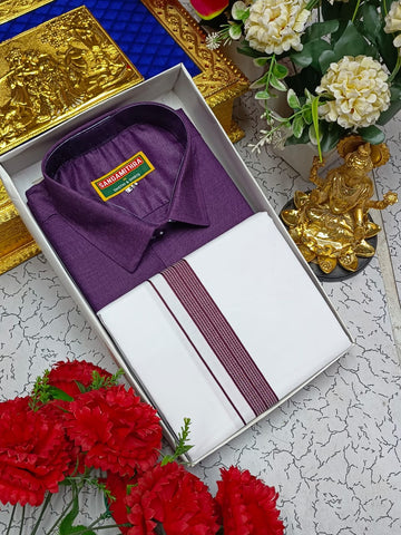 Cotton Dhoti Set (Wine Purple)