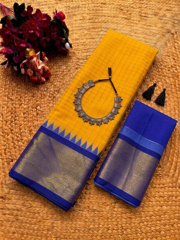 Korvai Checked Sarees (Silk Cotton)