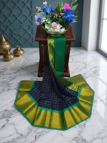 Korvai Checked Sarees (Silk Cotton)