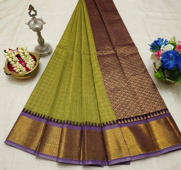 Korvai Checked Sarees (Silk Cotton)