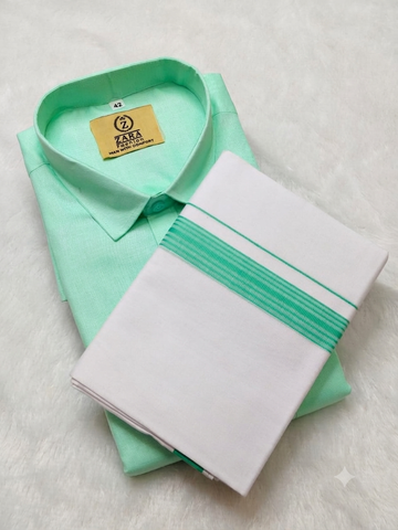 Cotton Dhoti Set (Mint Green)