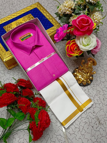 Cotton Dhoti Set (Bright Pink)