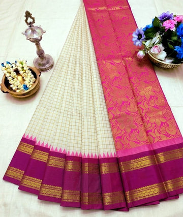 Korvai Checked Sarees (Silk Cotton)