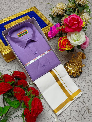 Cotton Dhoti Set (Gentle Lavender)