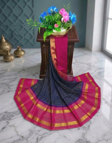 Korvai Checked Sarees (Silk Cotton)