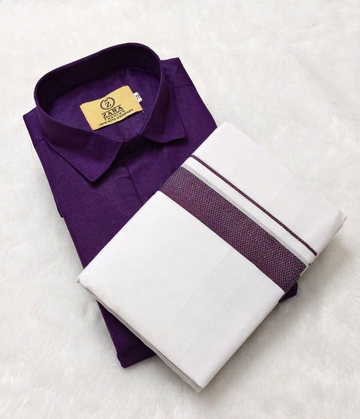 Cotton Dhoti Set (Dark Purple)