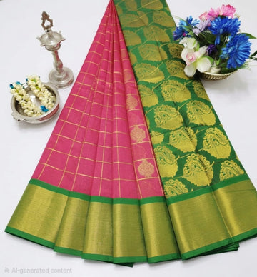 Korvai Checked Sarees (Silk Cotton)