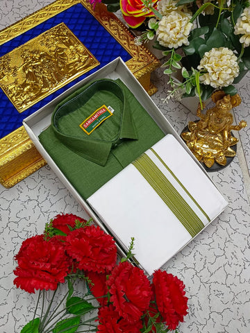 Cotton Dhoti Set (Mehandi Green)